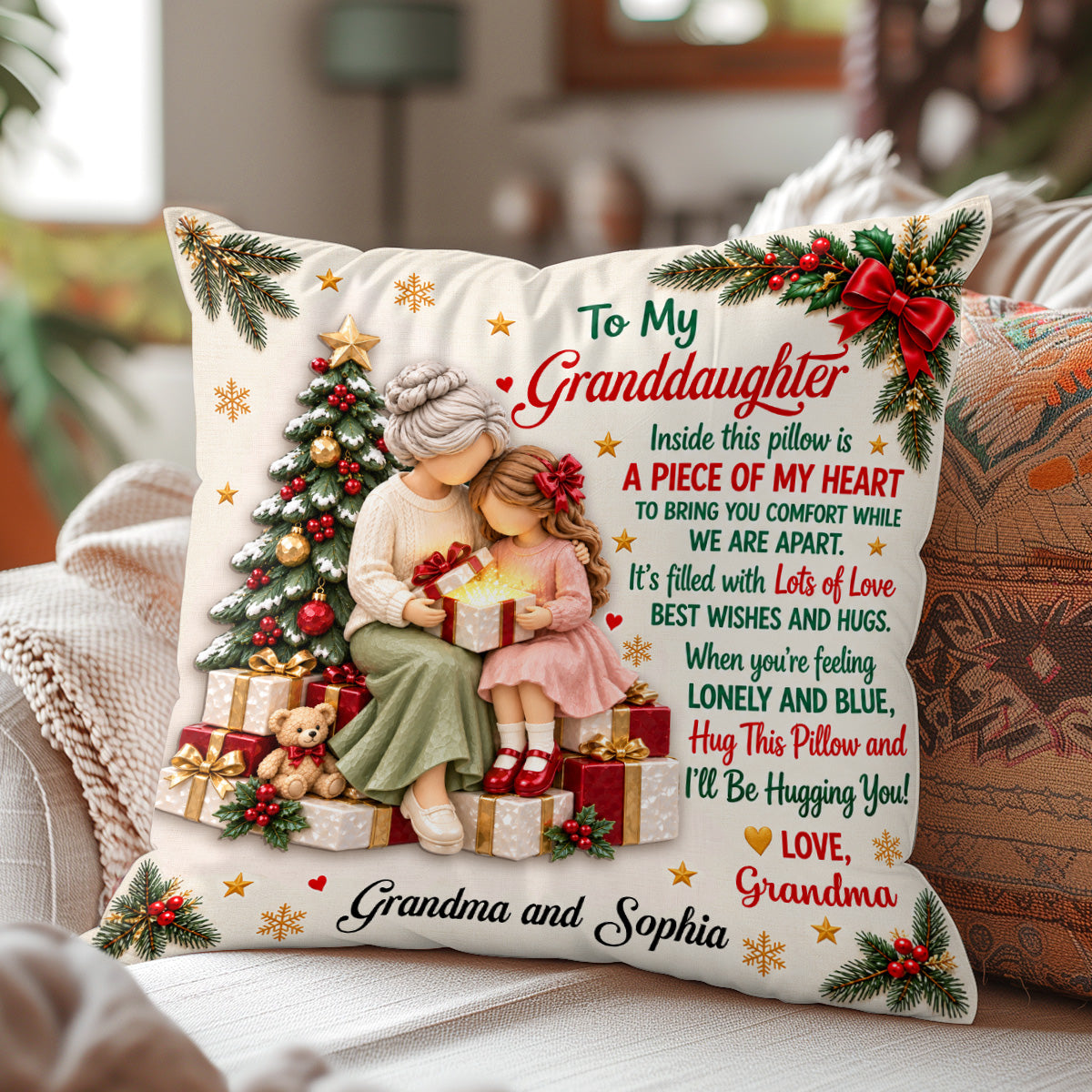 I'll Be Hugging You - Personalized Christmas Pillowcase