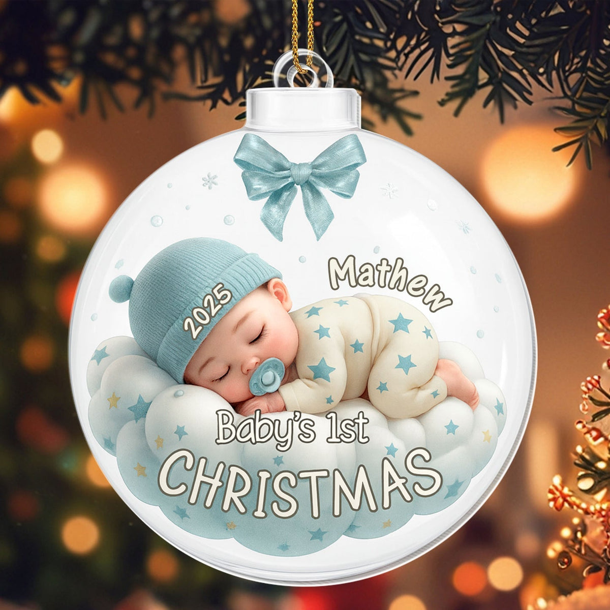 Baby's 1st Christmas Stars And Dreams,Custom Acrylic Ornament,Gift For New Parents