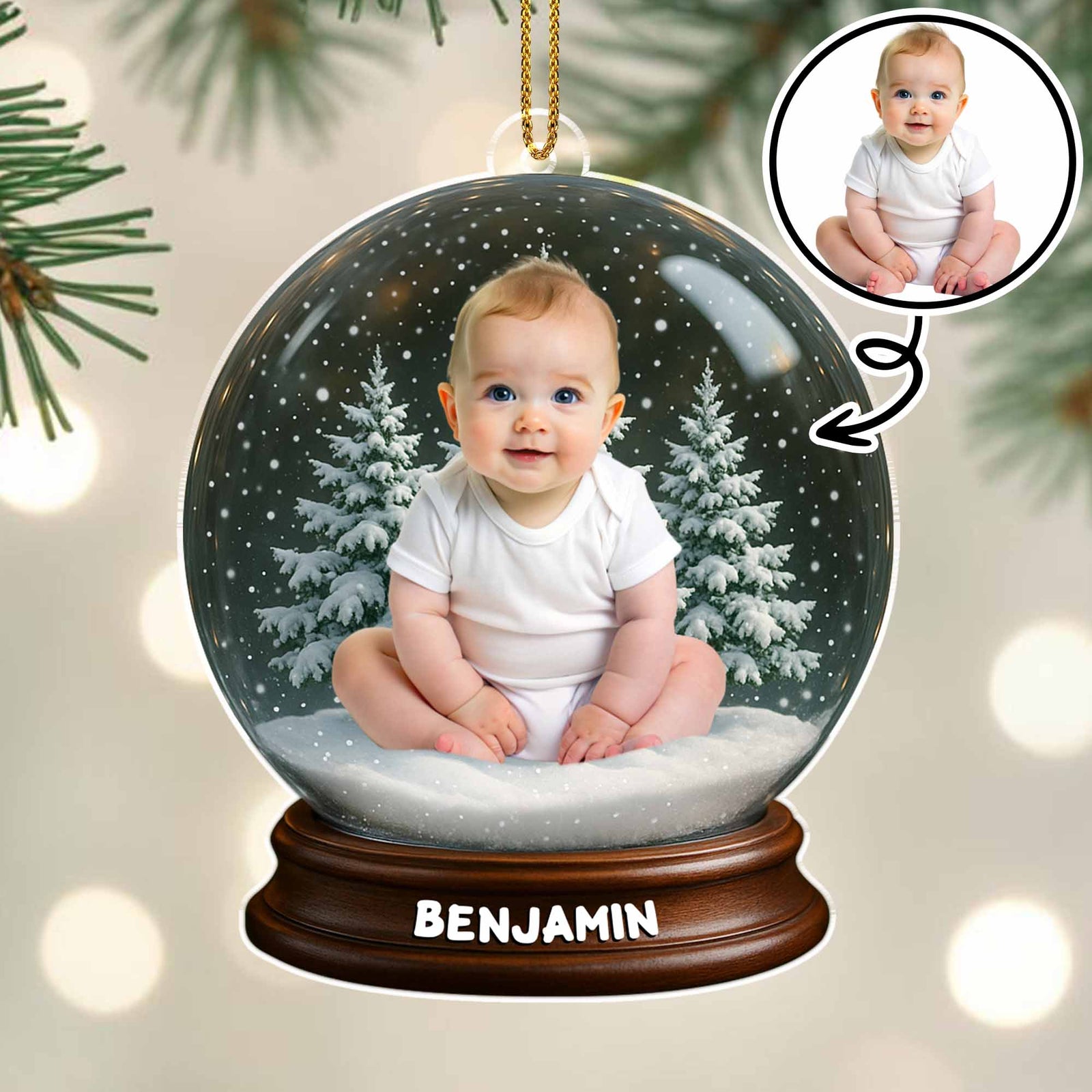Capture Your Special Moments With A Snowy Backdrop, Personalized Acrylic Ornament