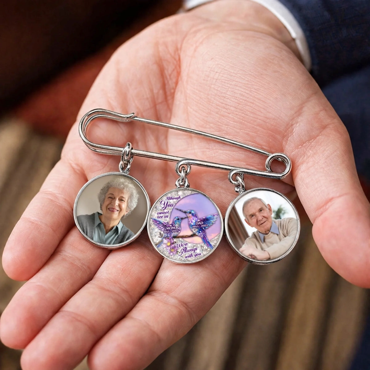 Carry Your Love With Me - Custom Lapel Pin With Photo Charms Memorial Graduation Gift