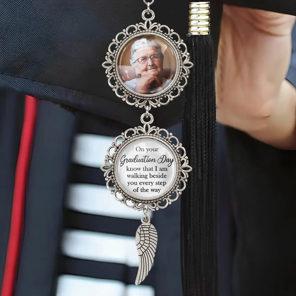 Custom Photo Graduation Walking Beside You Memorial - Personalized Photo Pendant Charm