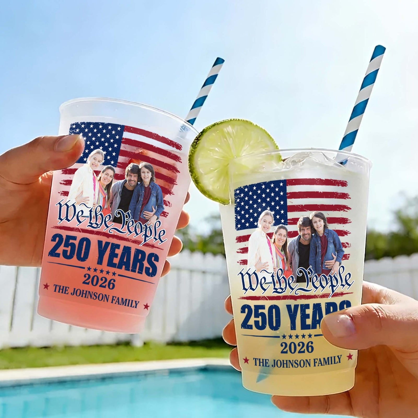 We The People 250 Years, Personalized Frosted Cups, Gift For Family