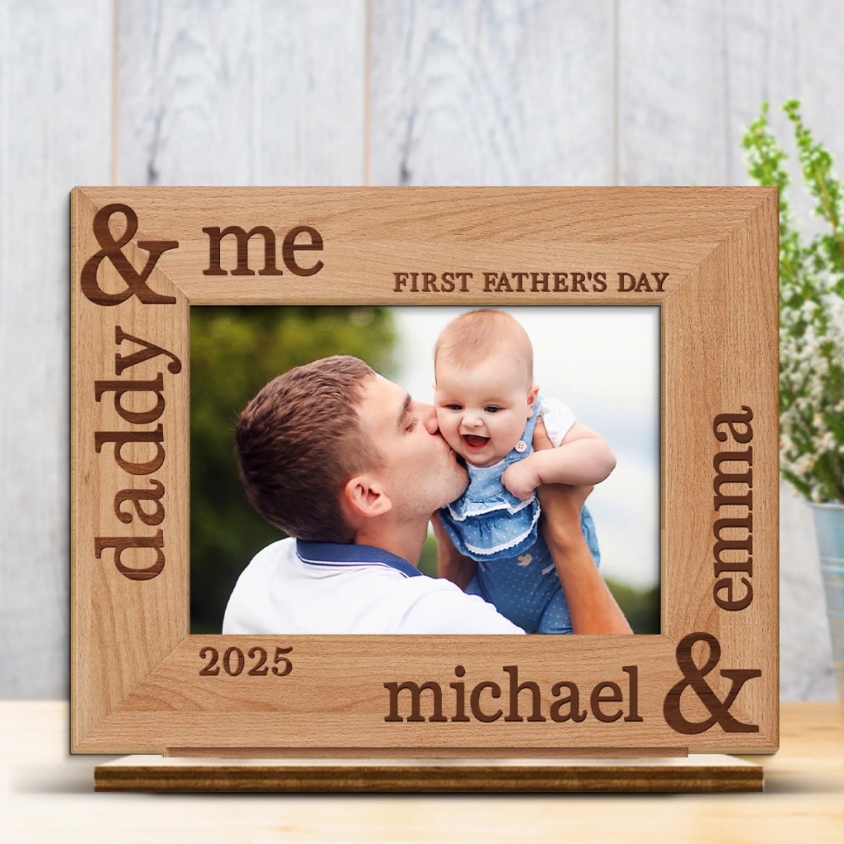 Custom Photo Our First Fathers Day Together - Personalized Custom 2-Layered Wooden Plaque