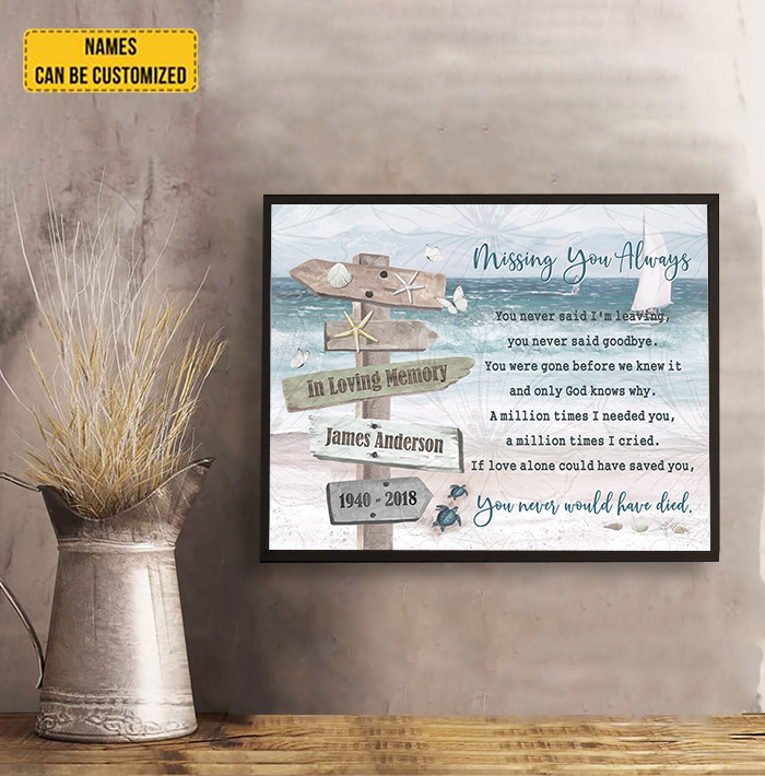 Missing You Always Loss Love one Memorial Gift, Coastal Sea Turtle Canvas Art Loss Of Grandma, Loss Of Wife Sympathy Gift