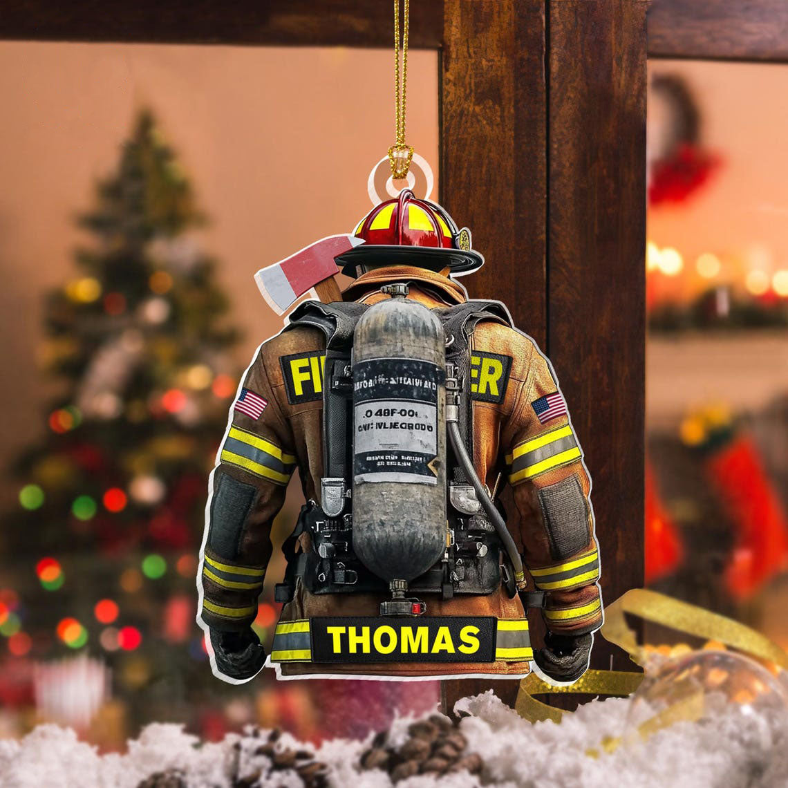Personalized Firefighter Uniform Christmas Ornament - Gift for Fireman