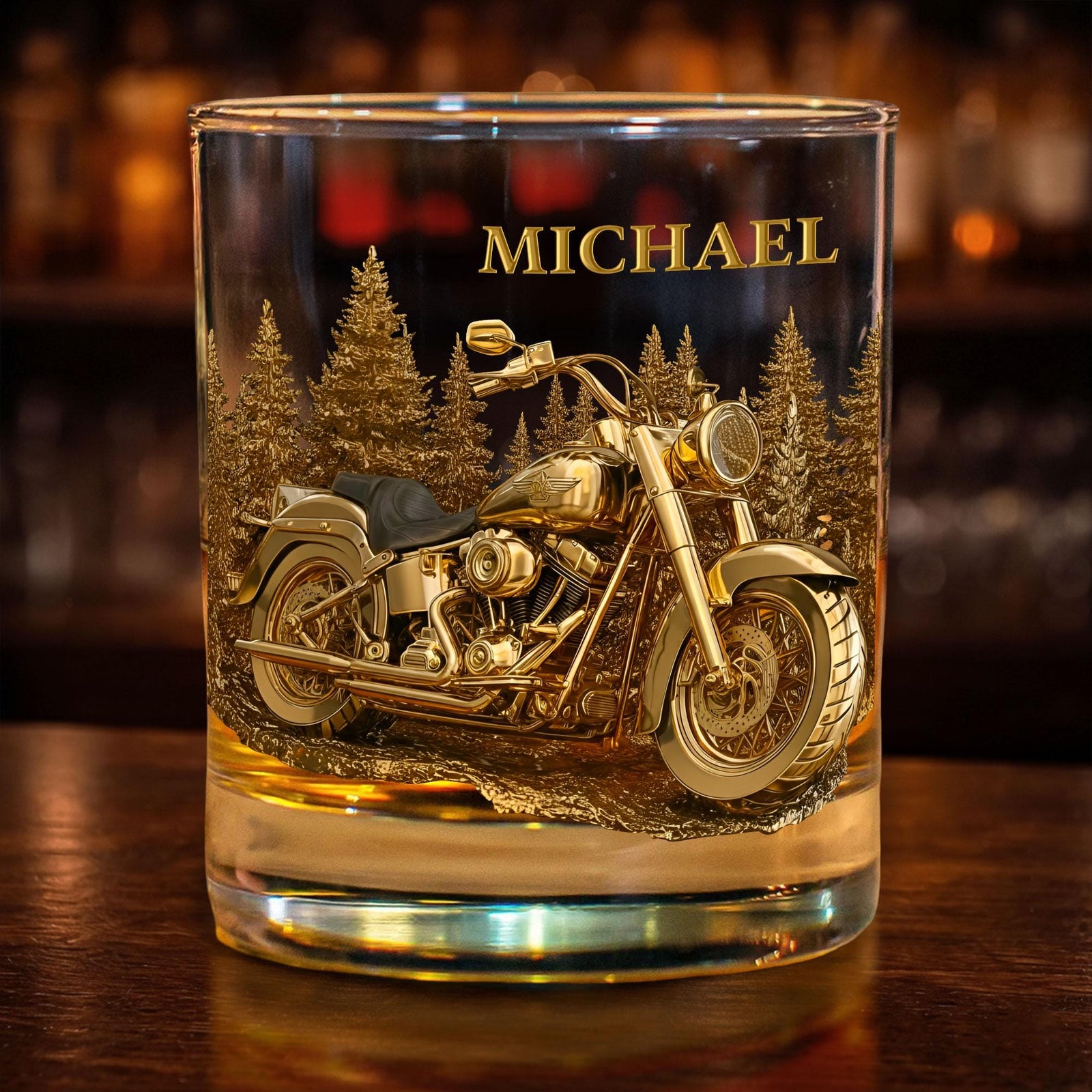 Motorcycle - Personalized Whiskey Glass Biker Gift