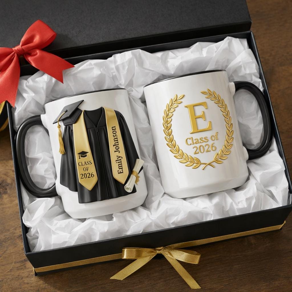 Personalized Graduation Gift 3D Effect Coffee Mug With Name & Initial