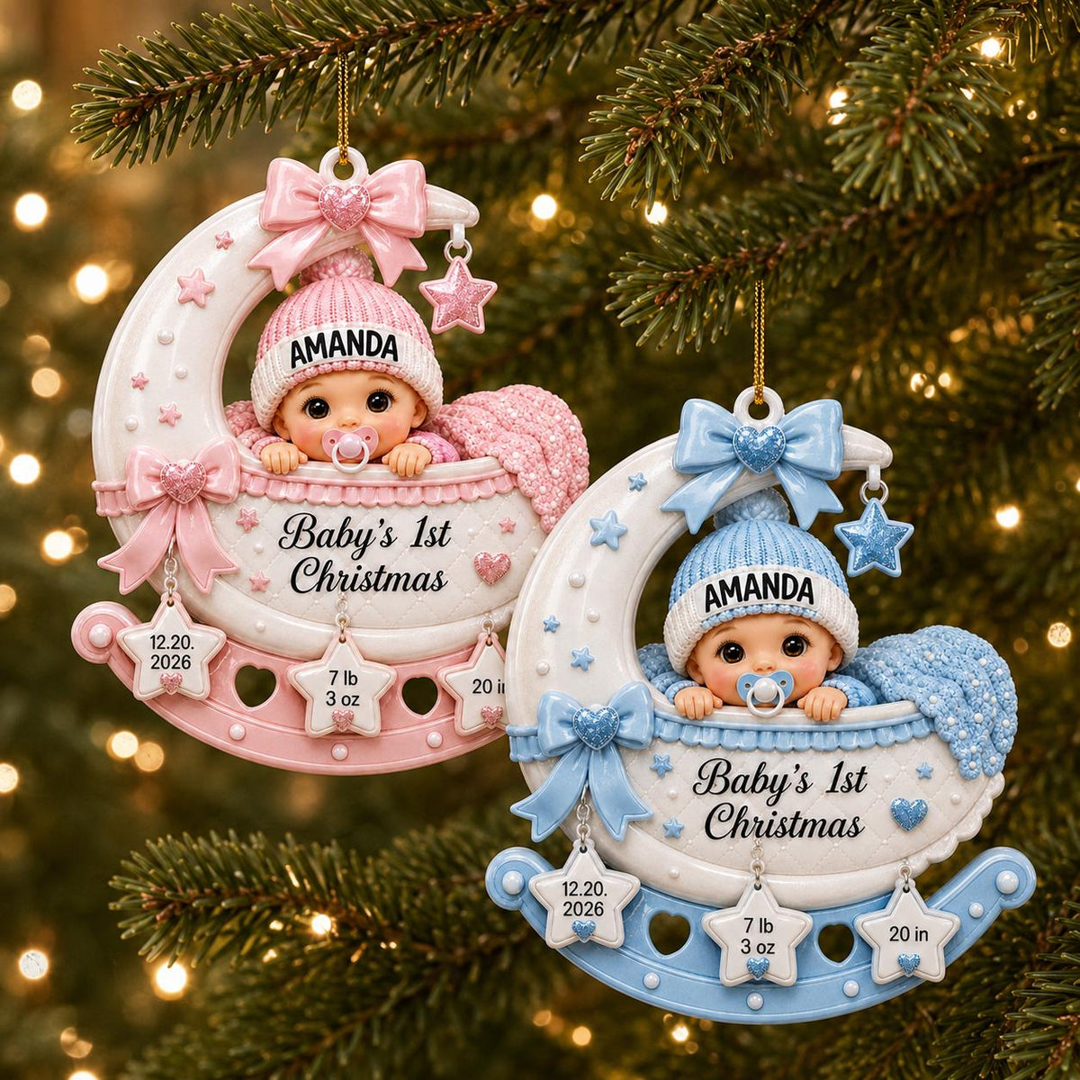 Personalized Baby’s First Christmas Ornament 2026 - Newborn Keepsake Gift