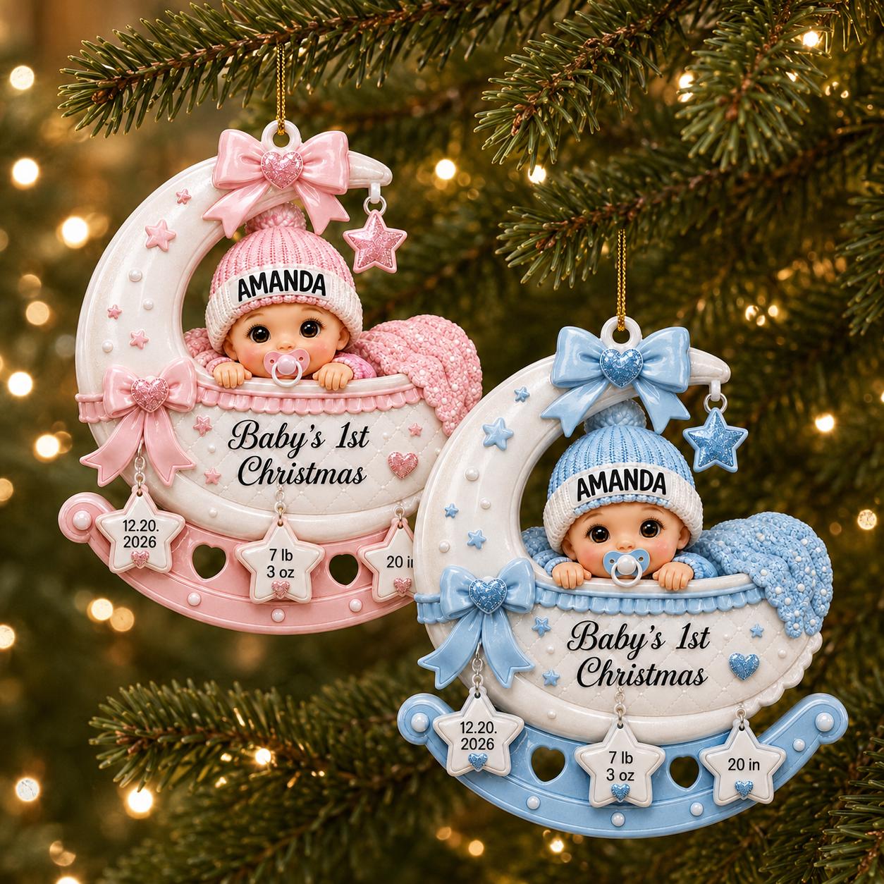 Personalized Baby’s First Christmas Ornament 2026 - Newborn Keepsake Gift