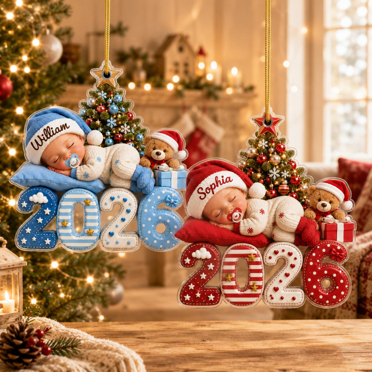 Personalized Baby's First Christmas Acrylic Ornament,2026 Newborn Christmas Keepsake