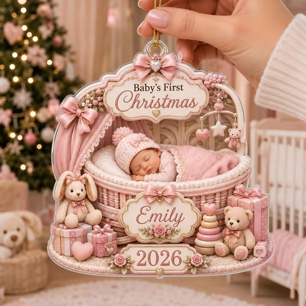 Personalized Baby’s First Christmas Ornament 2026, Newborn Girl Boy Gift