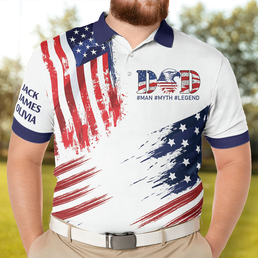 Dad: The Man, The Myth, The Legend - Personalized Polo Shirt