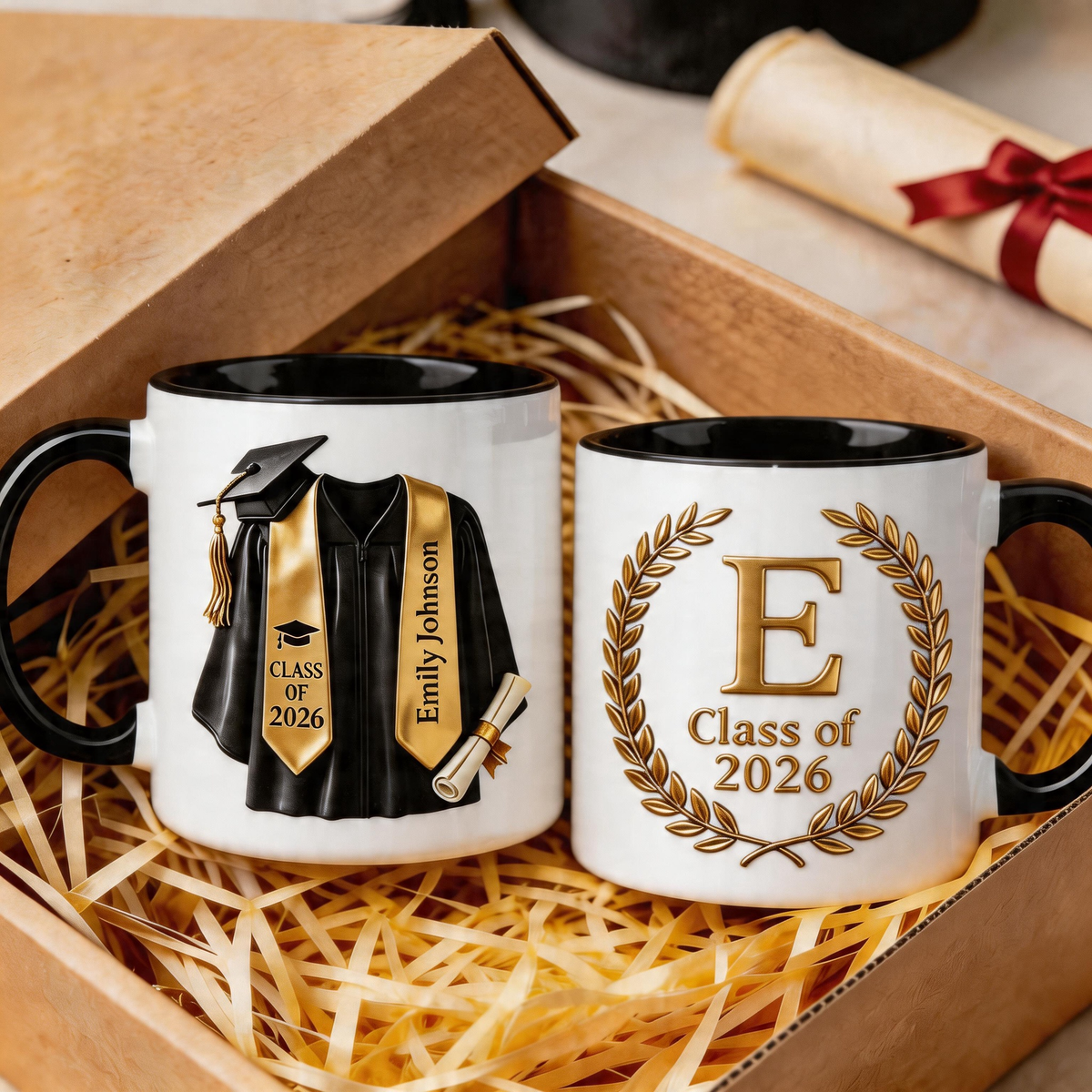 Personalized Graduation Gift 3D Effect Coffee Mug With Name & Initial