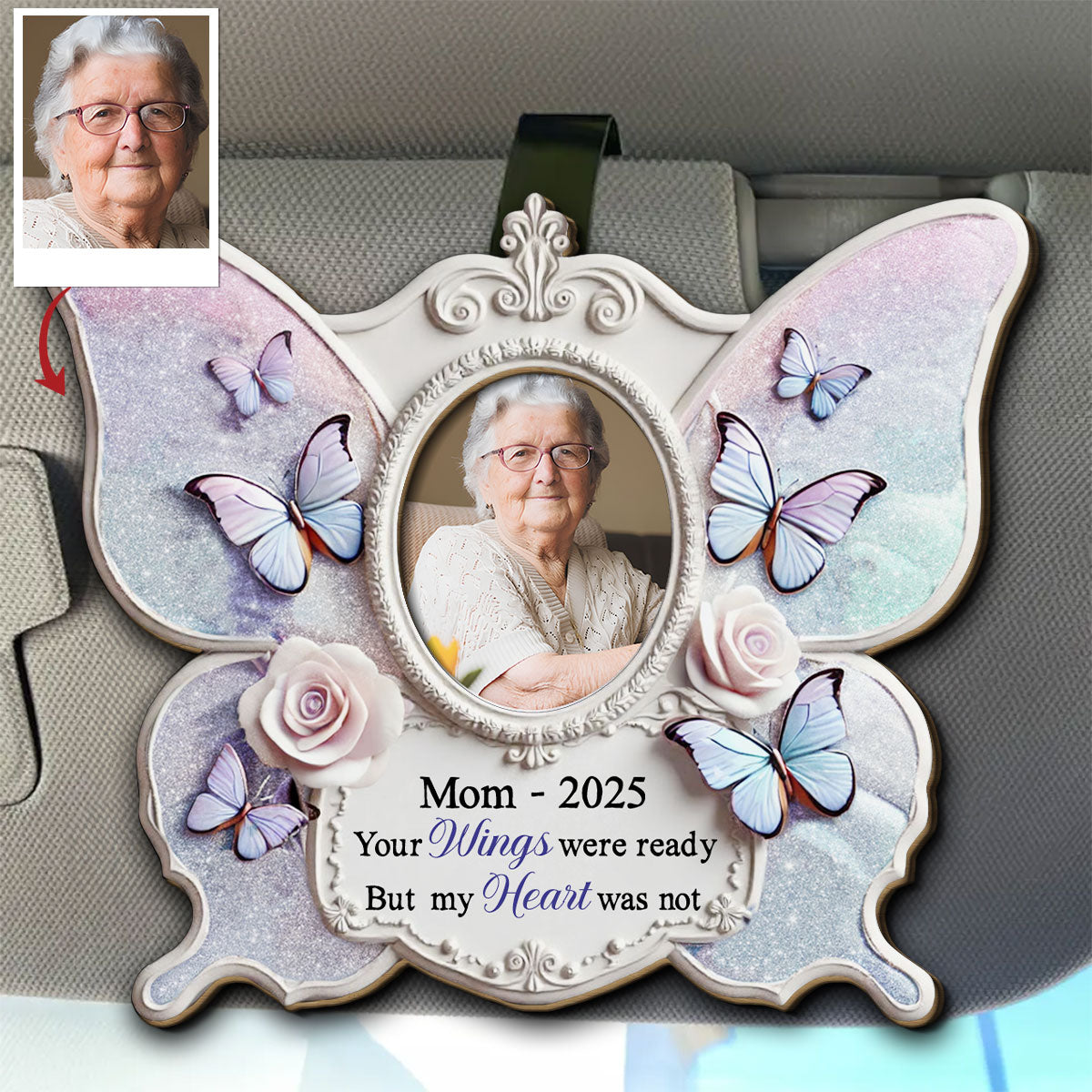 Your Wings Were Ready But My Heart Was Not - Personalized Custom Car Visor Clip