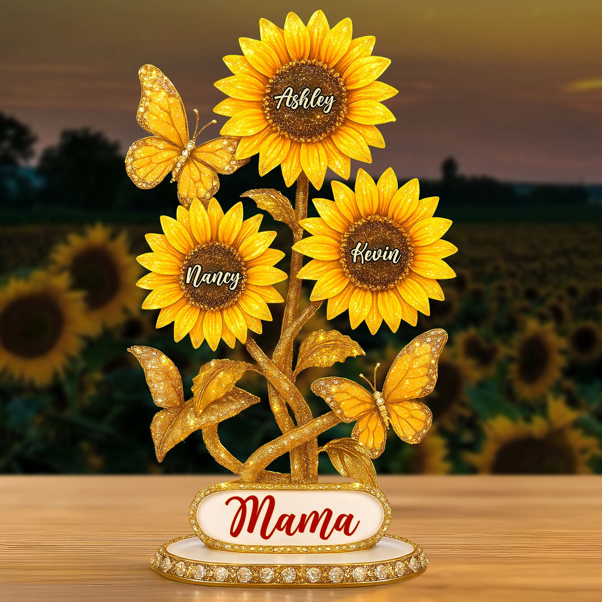 Mom Grandma & Kids Names Personalized Gifts For Sunflower Plaque