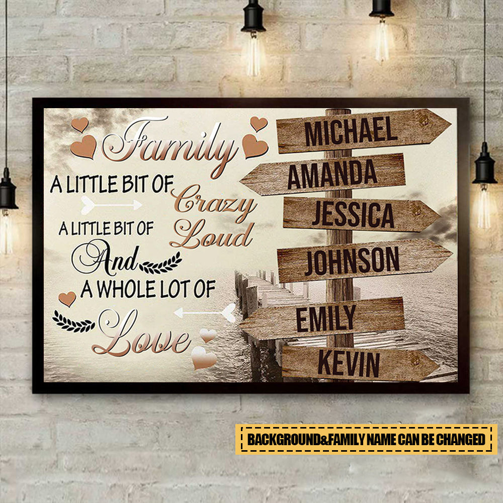 Family A Little Bit Of Crazy - Personalized Canvas - Gift For Family
