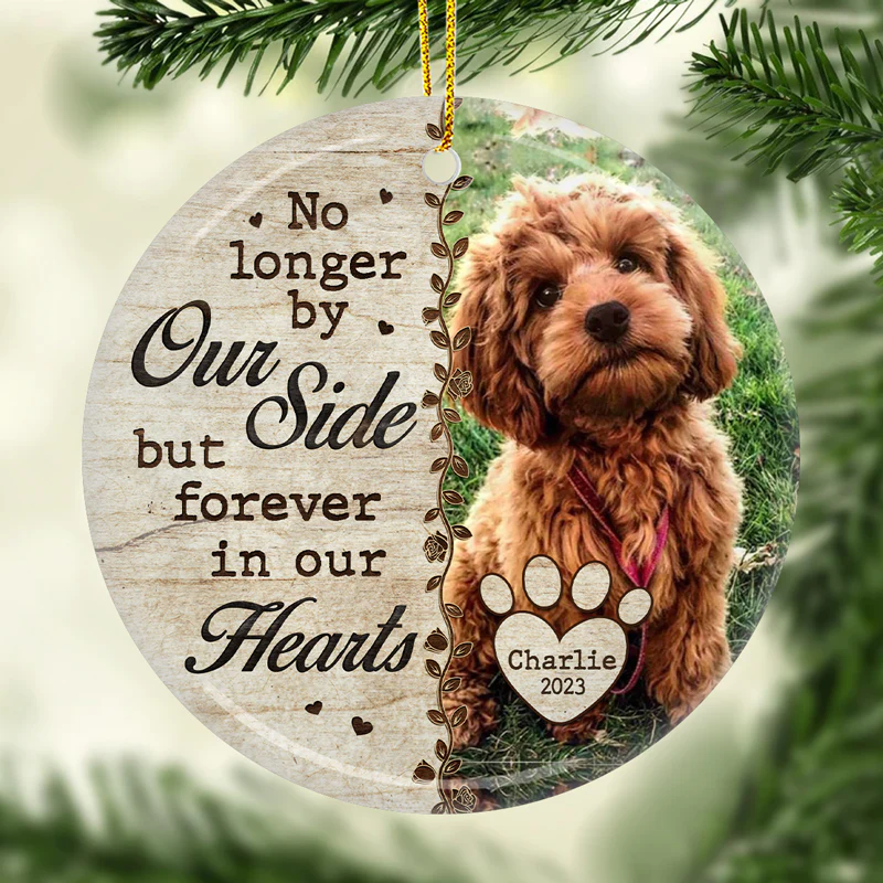 Custom Photo No Longer By Our Side - Memorial Personalized Custom Ornament