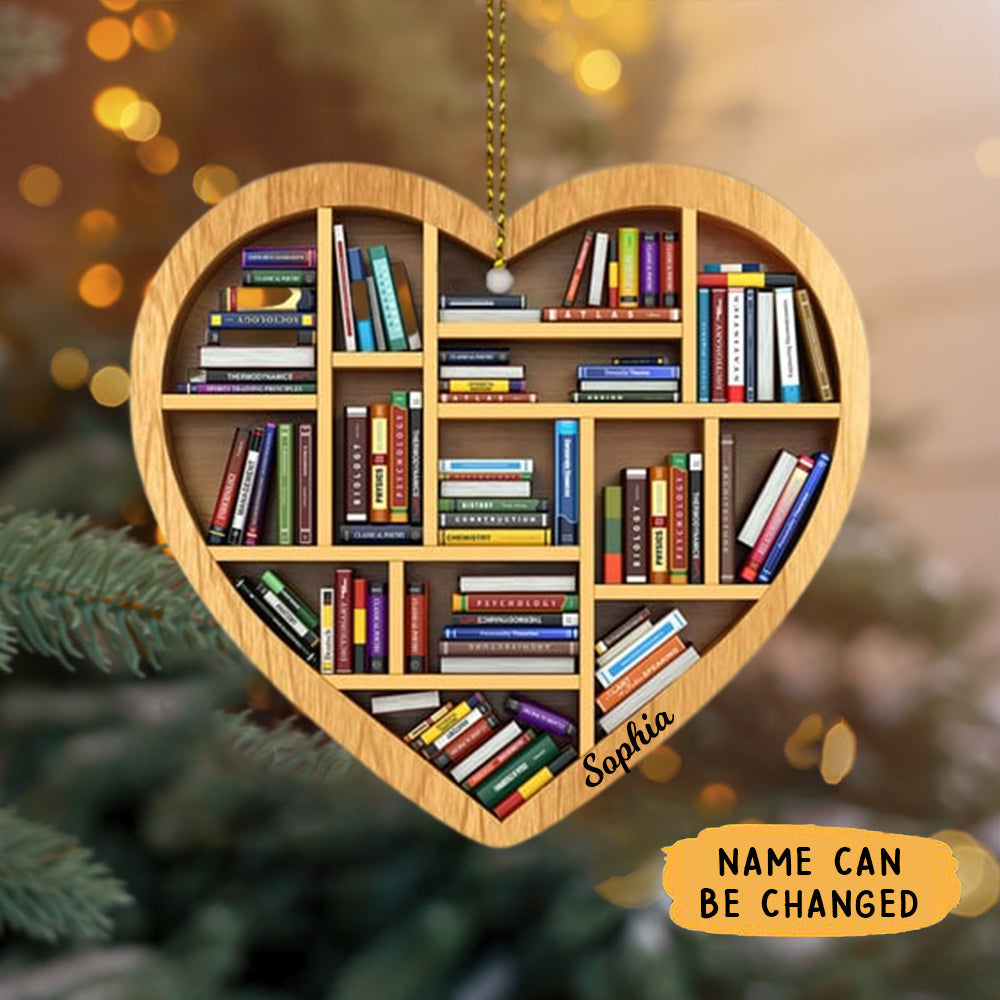 Personalized Book Lovers Heart Ornament
