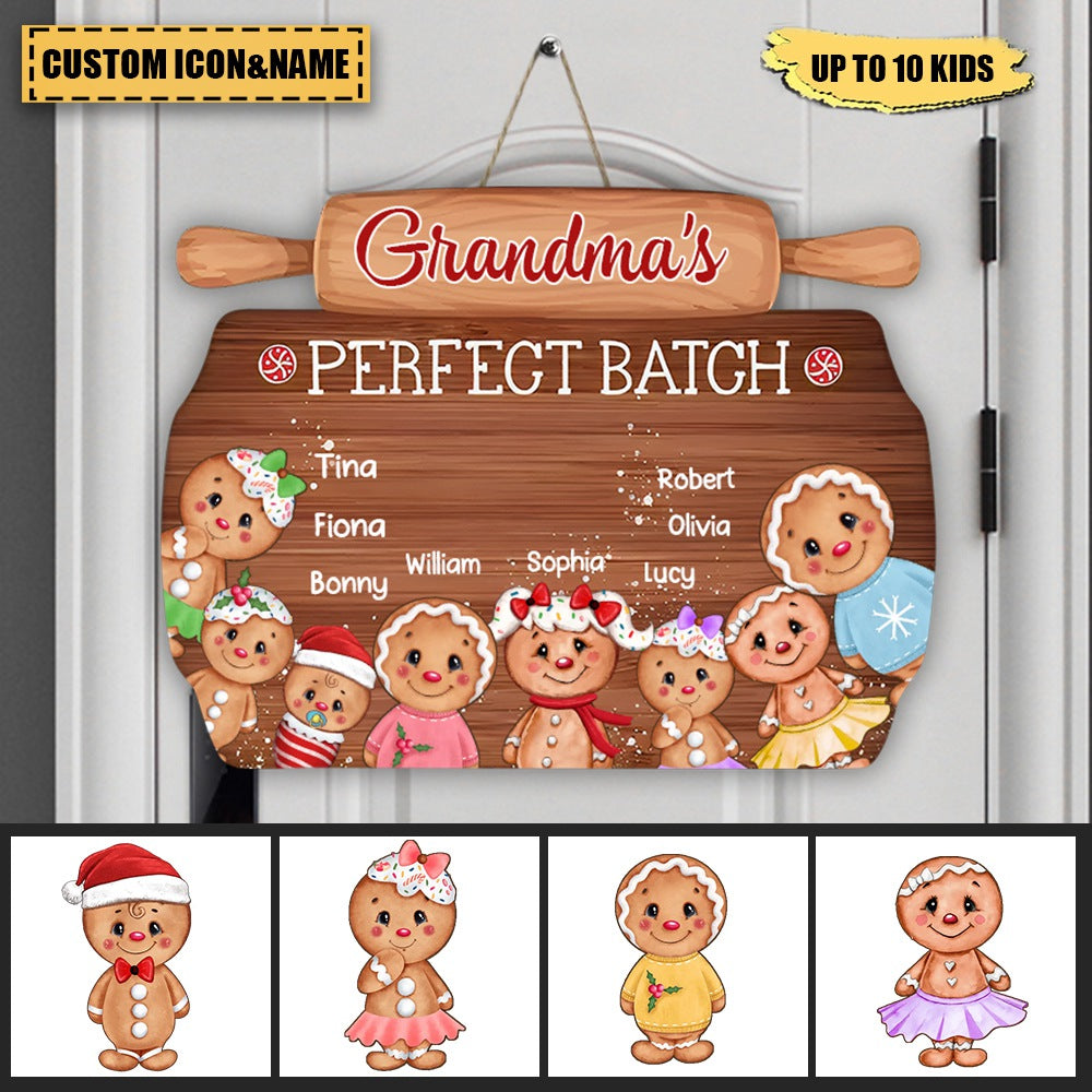 Grandma's Perfect Batch - Personalized Christmas Gift Door Sign