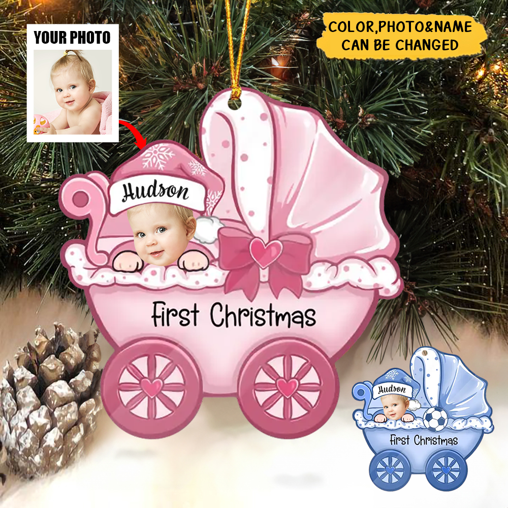 Personalized Photo Acrylic Ornament Gift For Baby - First Christmas