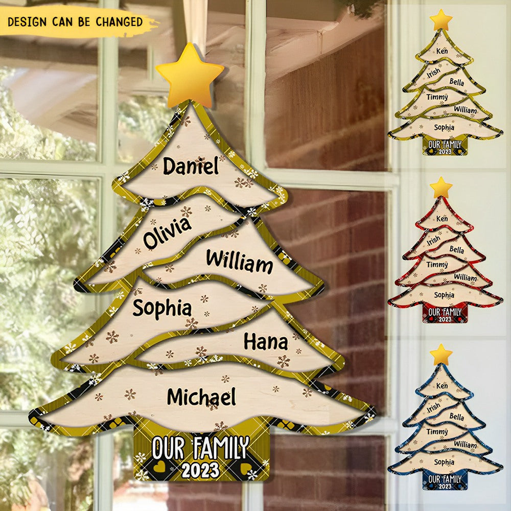 Christmas Our Family Pine Tree 2023 Personalized Door Sign