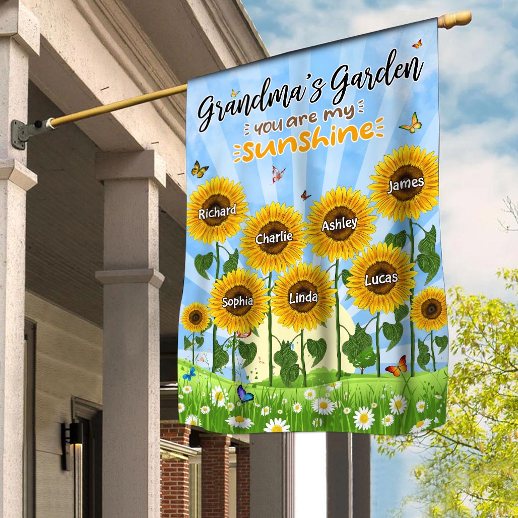Grandma's garden sunflower custom personalized garden house flag