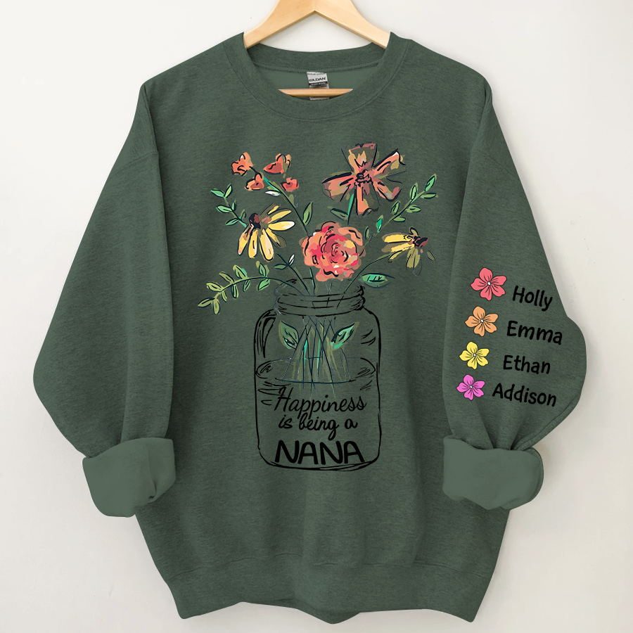 Happiness Is Being A Nana Flower Watercolor Sweatshirt