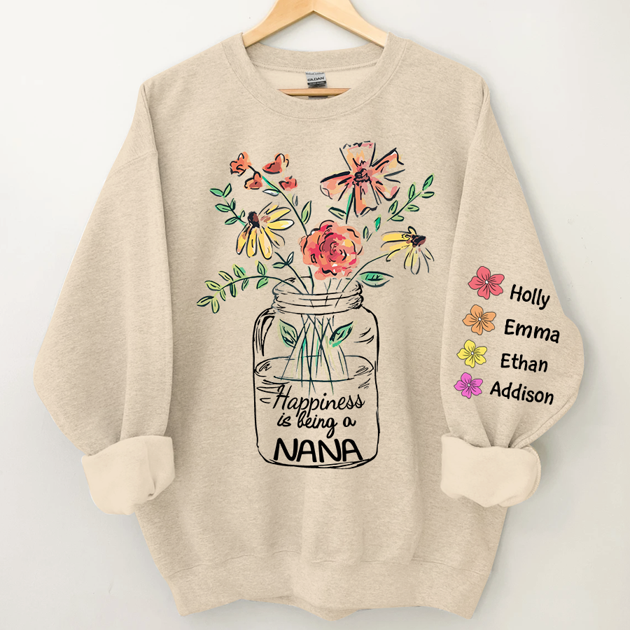 Happiness Is Being A Nana Flower Watercolor Sweatshirt
